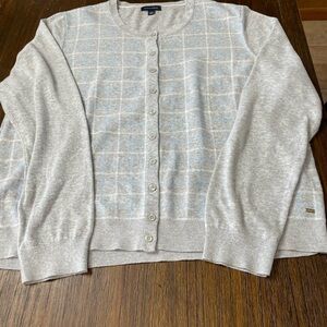 Tommy Hilfiger Gray and Blue Cardigan Sweater